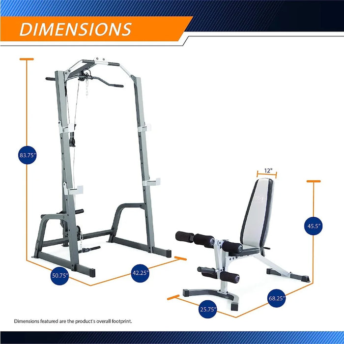 BP Pro Deluxe Cage System with Weightlifting Bench, All-in-One Home Gym